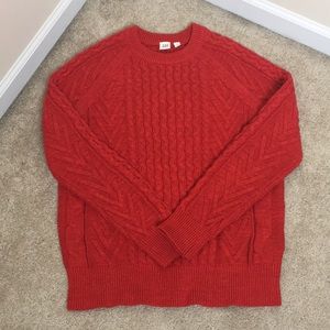 Gap red cable knit sweater size M